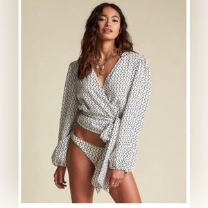 Billabong Black and White Wrap Blouse